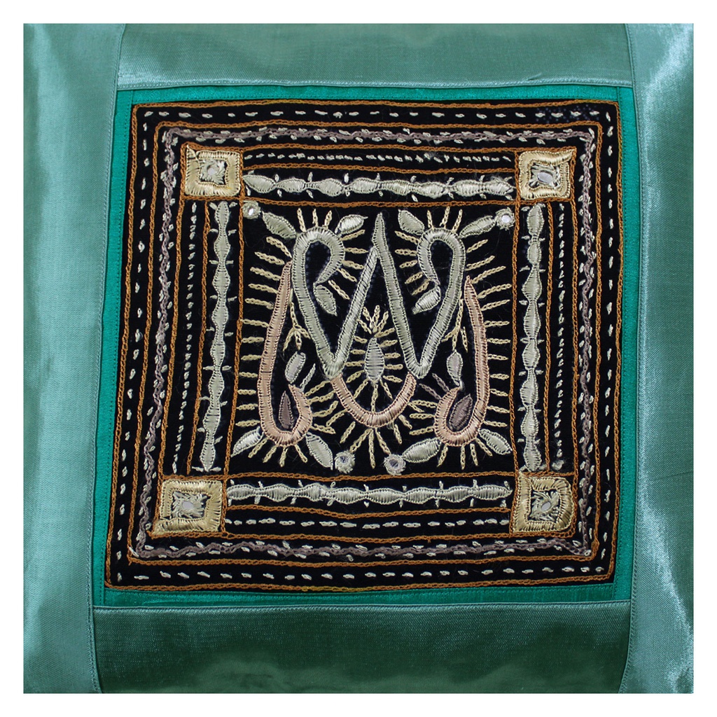 Hand Embroidered Mashru Cushion Cover