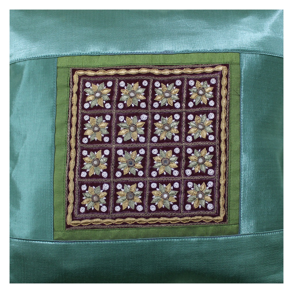 Hand Embroidered Mashru Cushion Cover