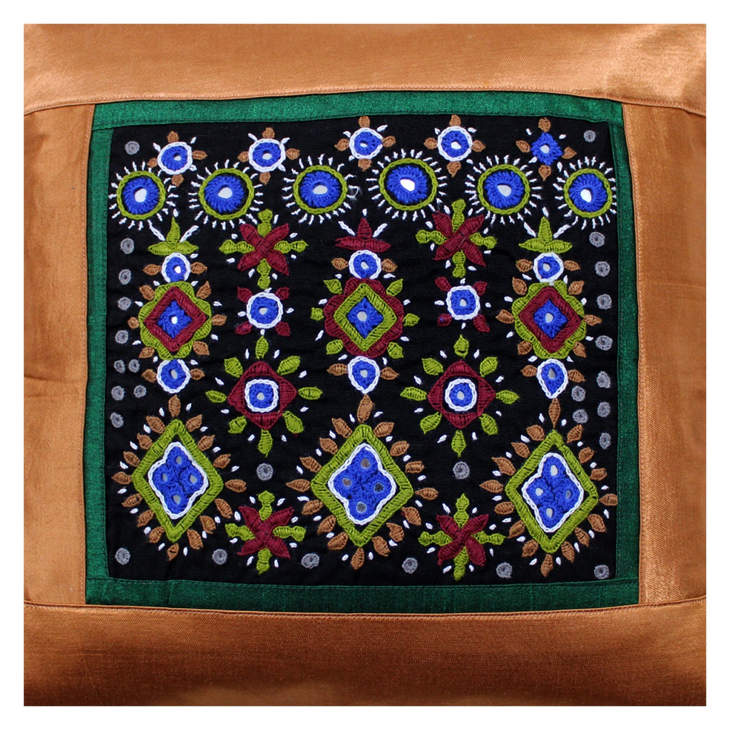 Hand Embroidered Mashru Cushion Cover