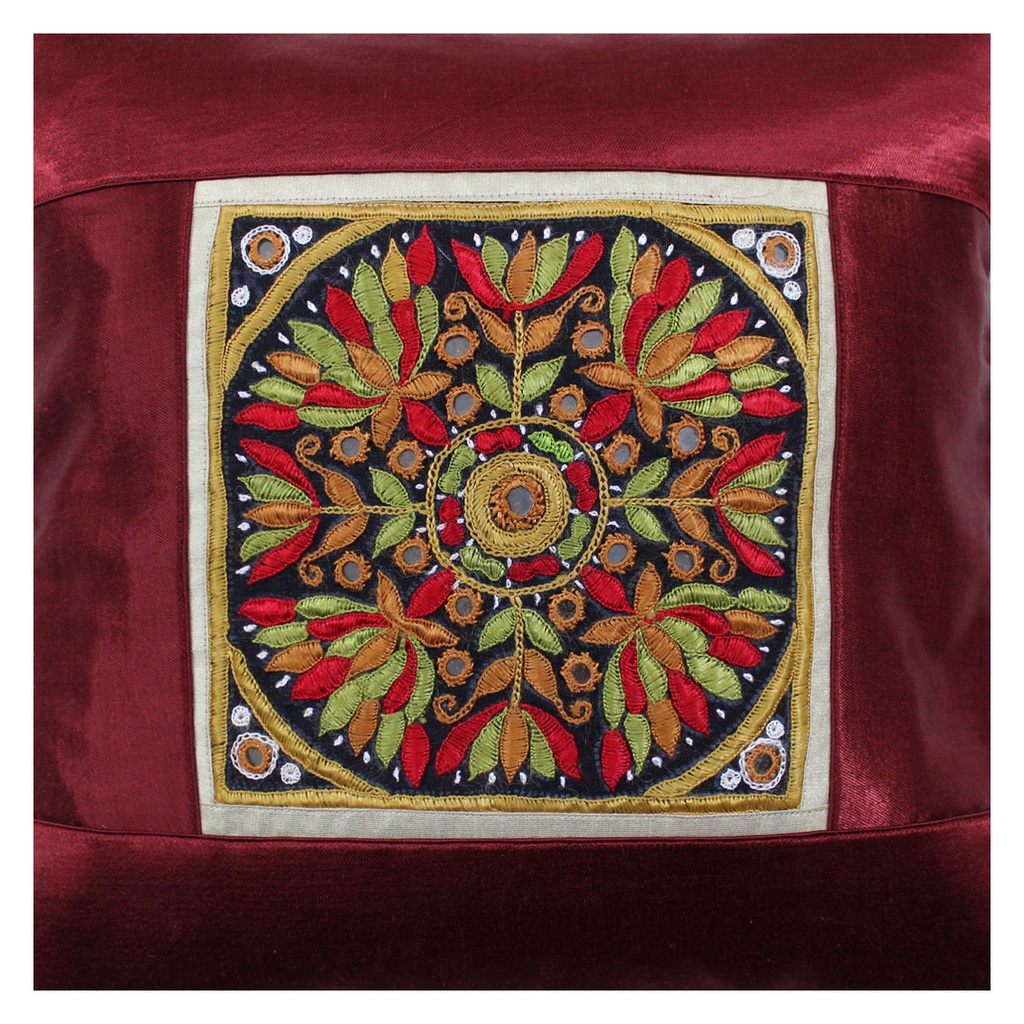 Embroidered Mashru Cushion Cover