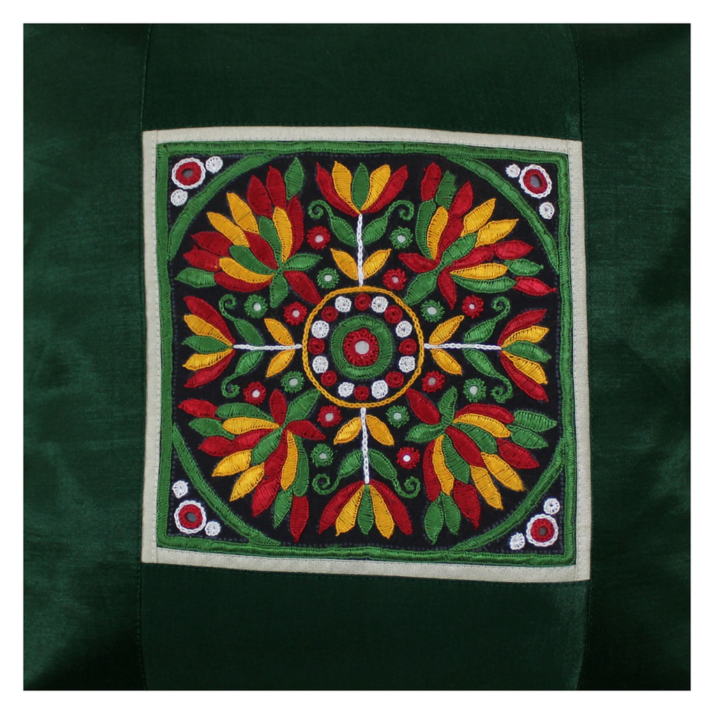 Hand Embroidered Mashru Cushion Cover