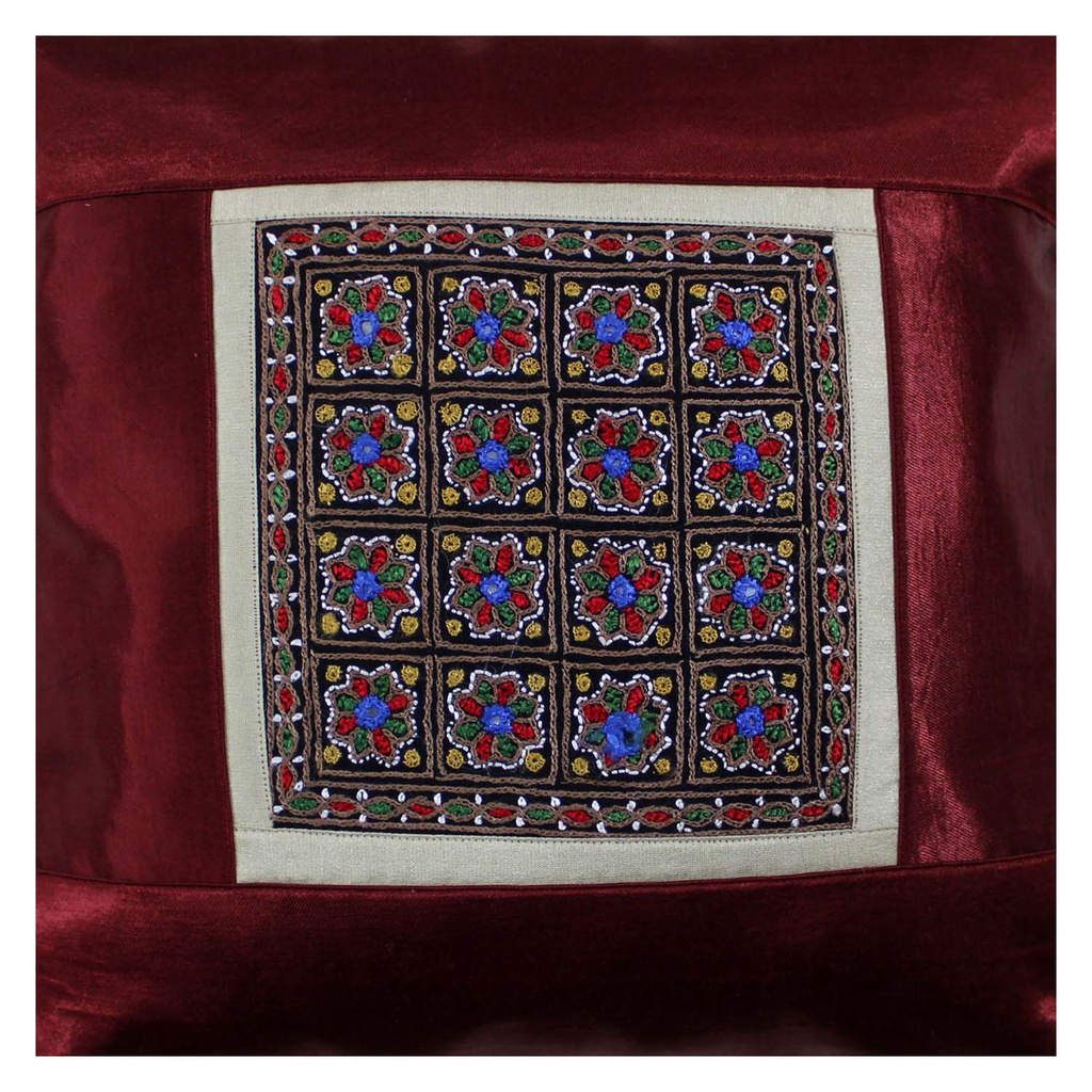 Hand Embroidered Mashru Cushion Cover
