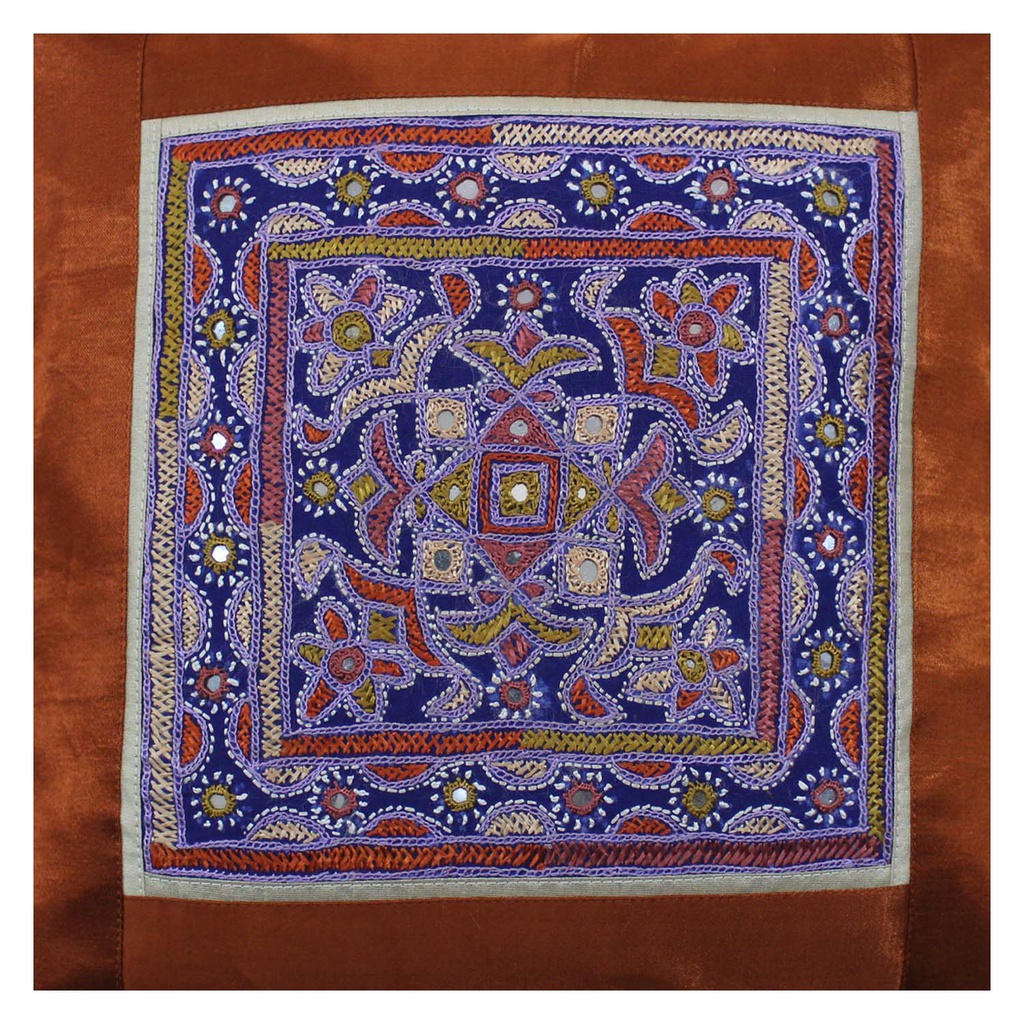 Hand Embroidered Mashru Cushion Cover