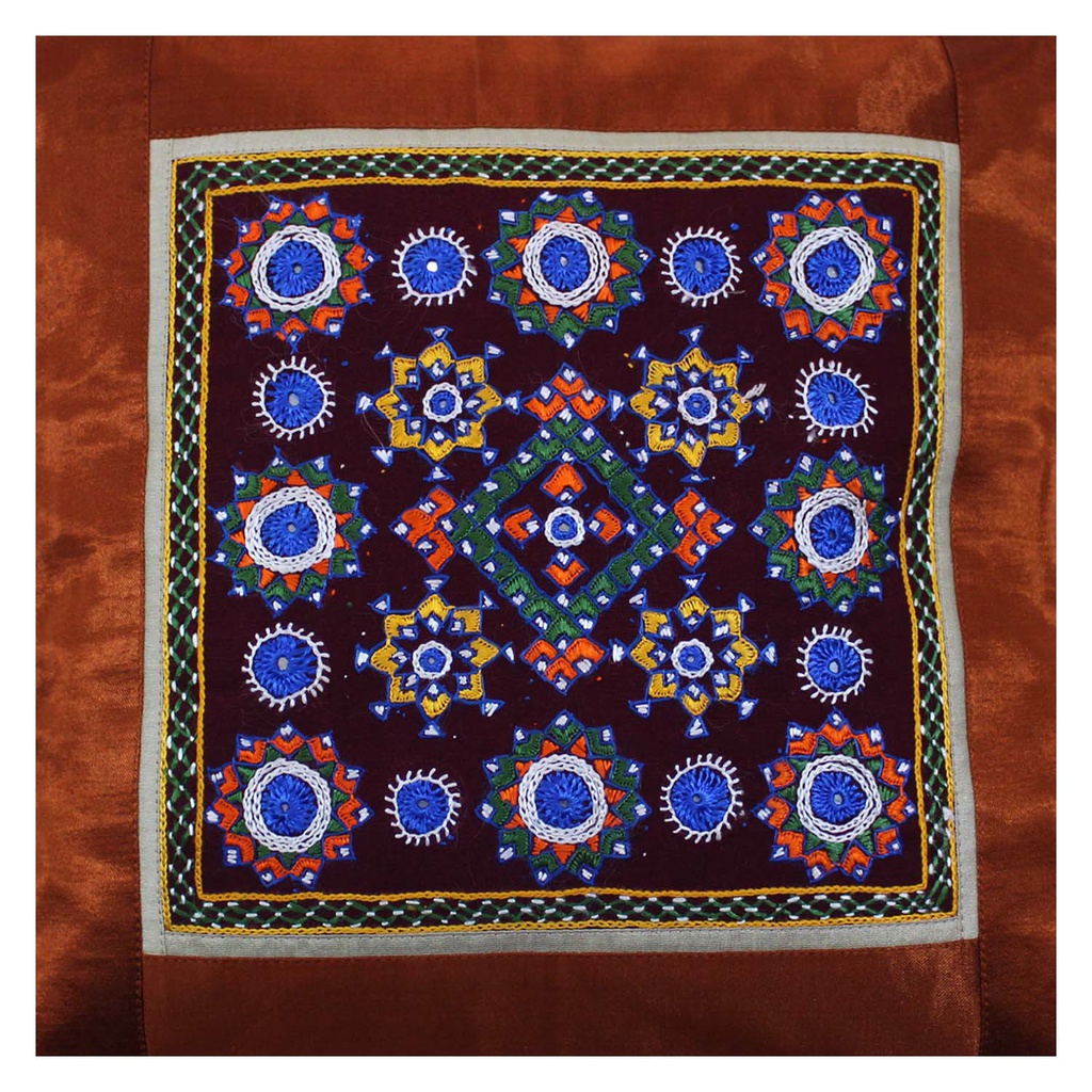 Hand Embroidered Mashru Cushion Cover
