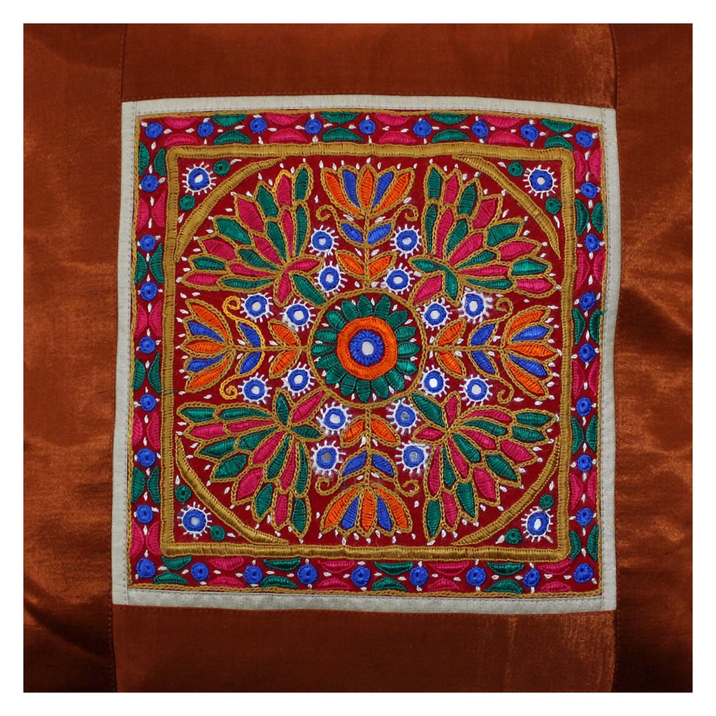 Hand Embroidered Mashru Cushion Cover