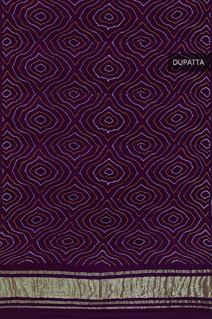 Purple Handwoven Gaji Silk Bandhani Dupatta