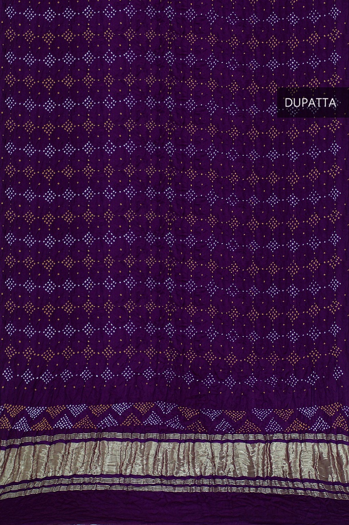 Purple Handwoven Gaji Silk Bandhani Dupatta