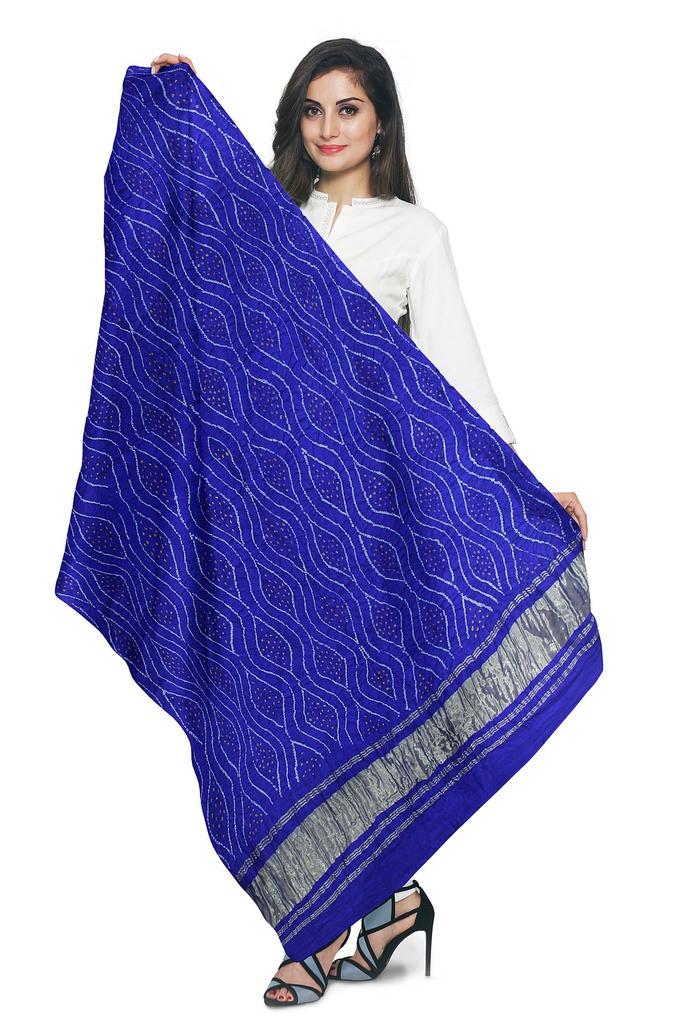 Handwoven Gaji Silk Bandhani Dupatta