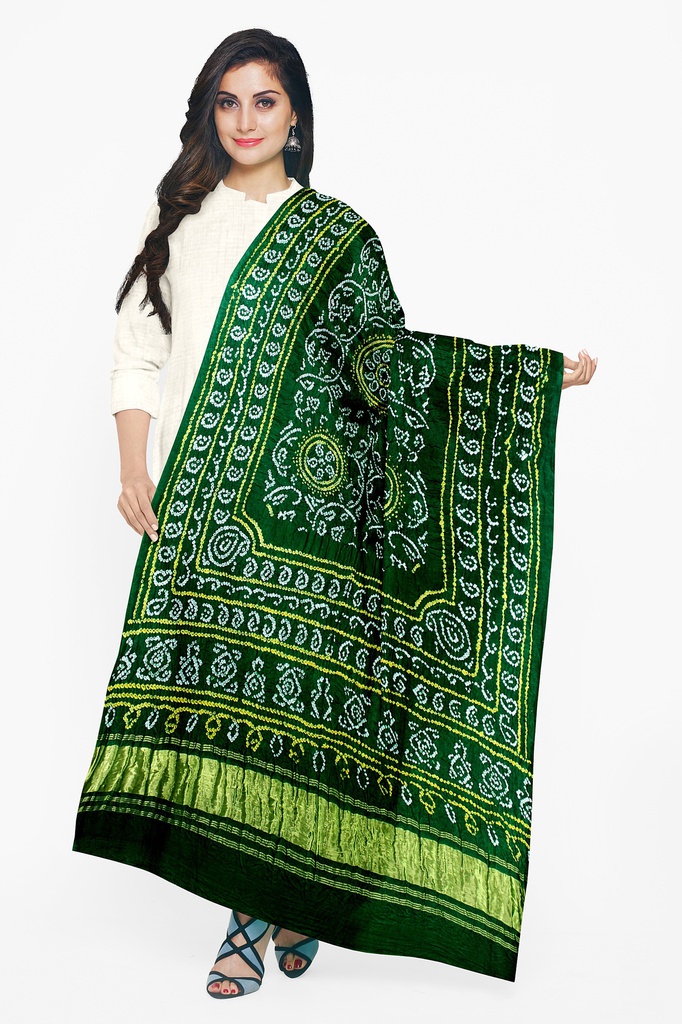 Handwoven Gaji Silk Bandhani Dupatta