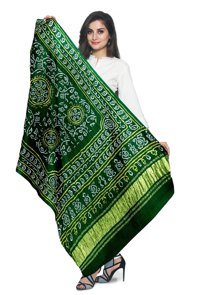 Handwoven Gaji Silk Bandhani Dupatta