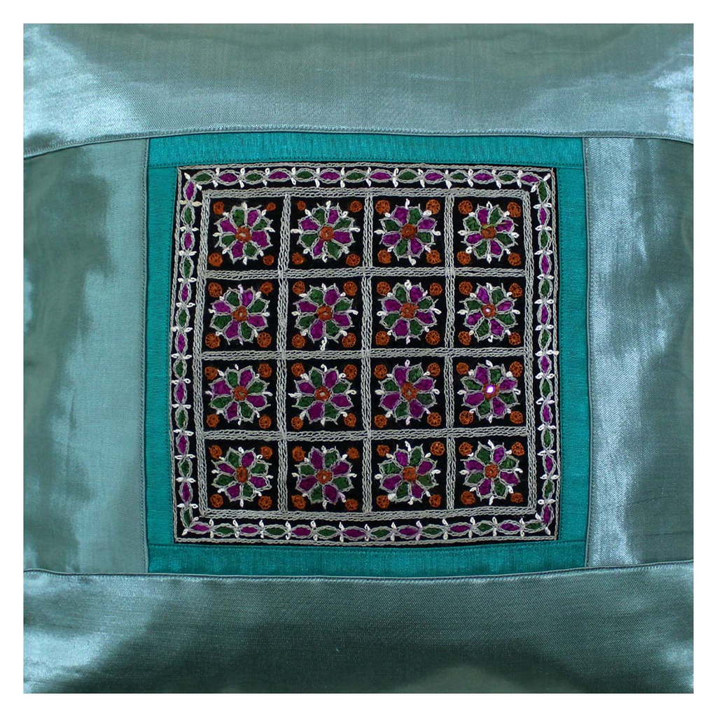 Hand Embroidered Mashru Cushion Cover