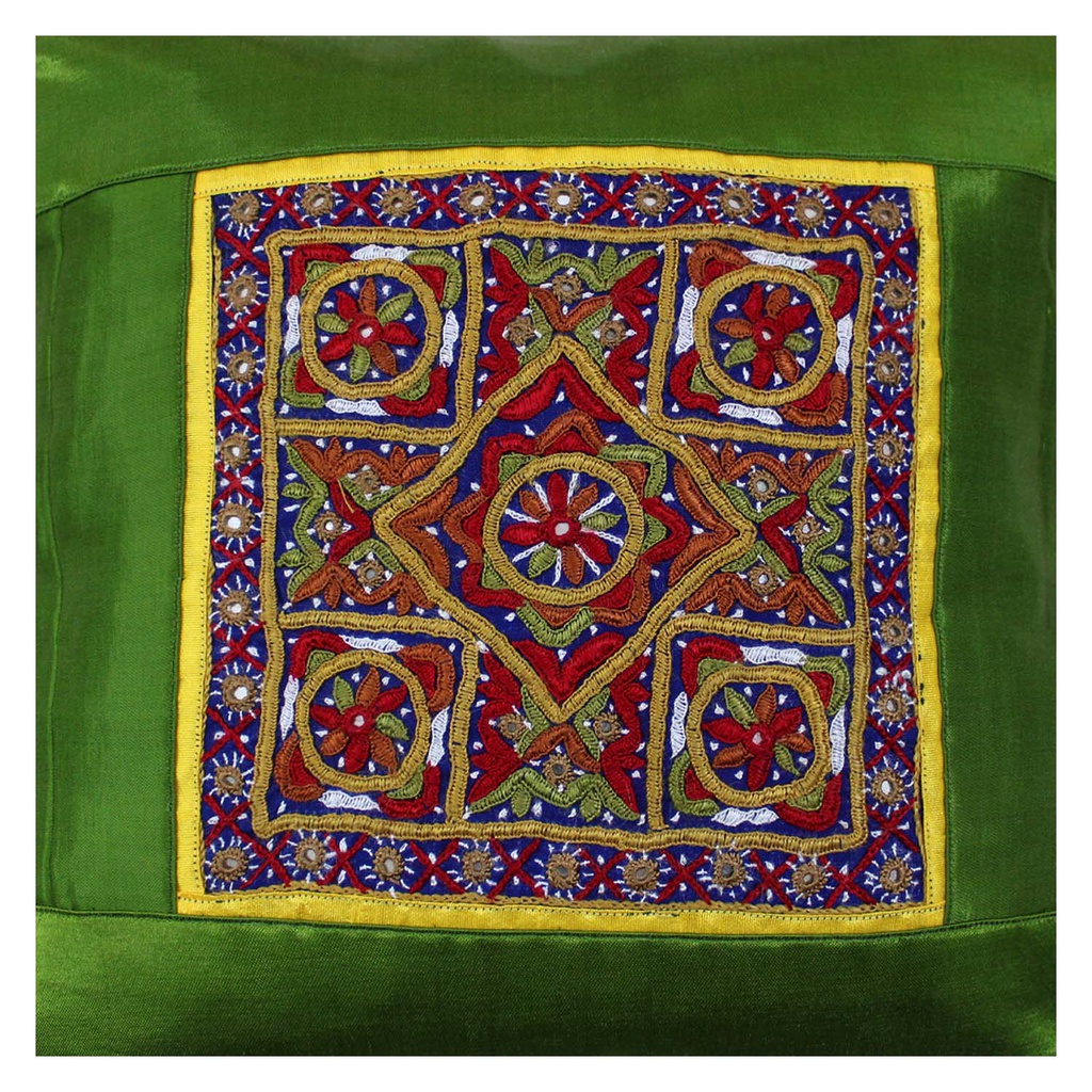 Hand Embroidered Mashru Cushion Cover