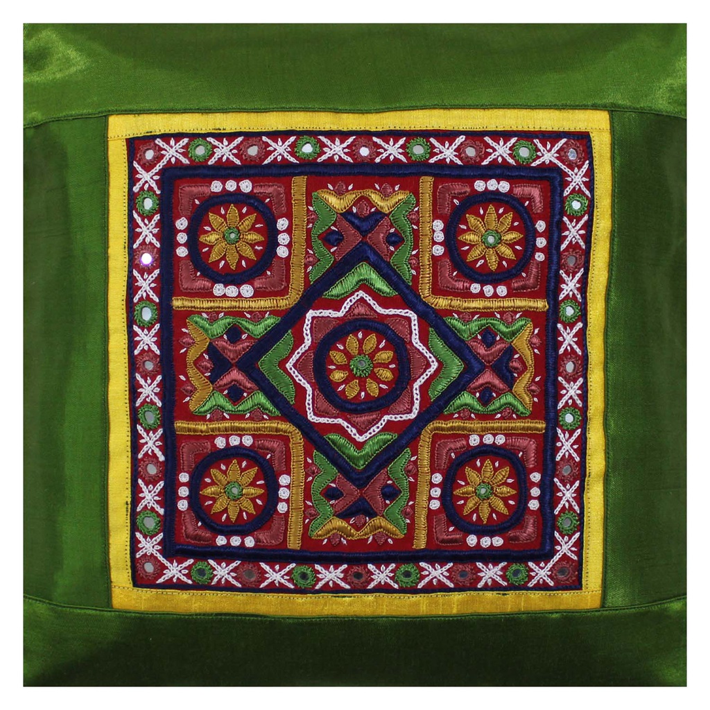 Hand Embroidered Mashru Cushion Cover