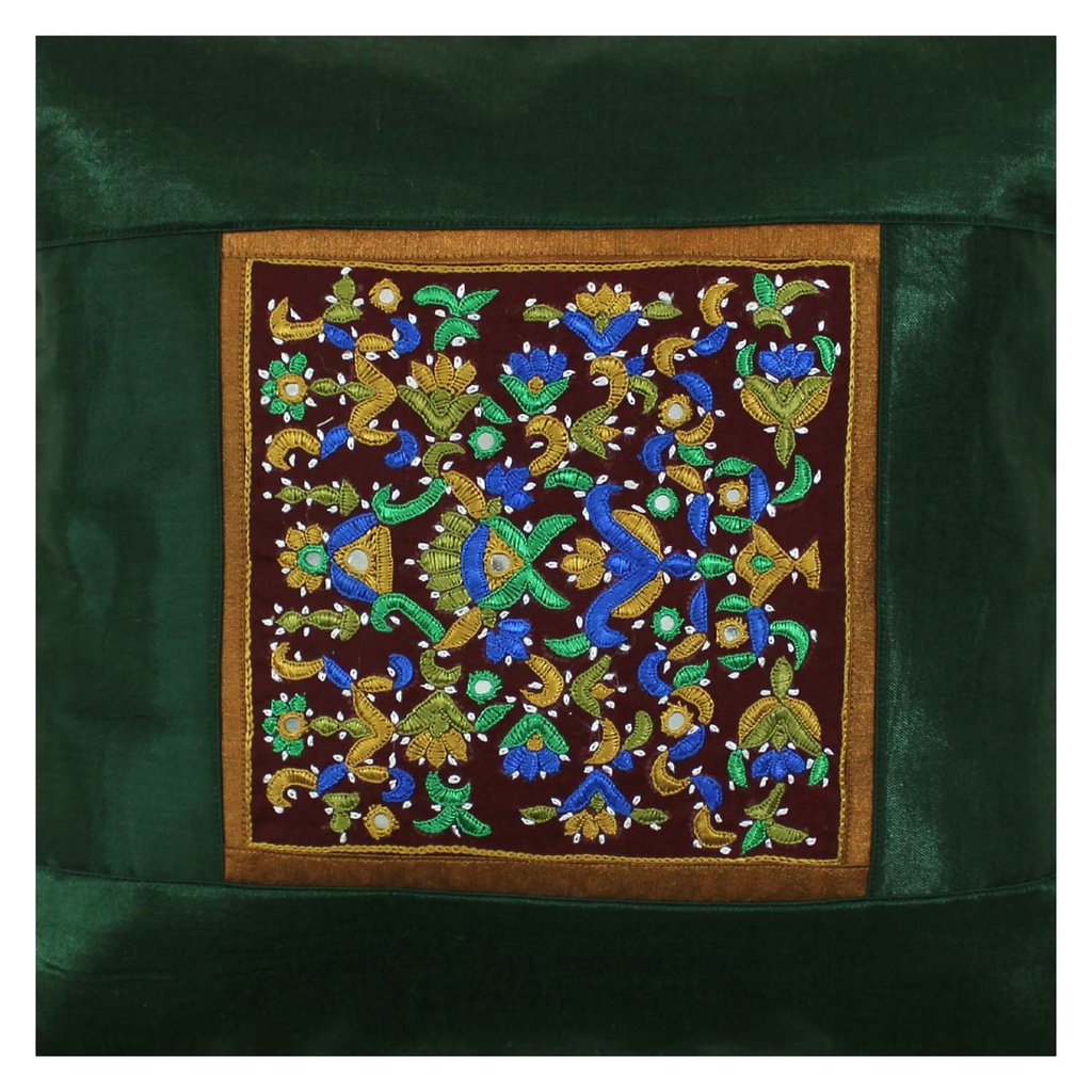 Hand Embroidered Mashru Cushion Cover