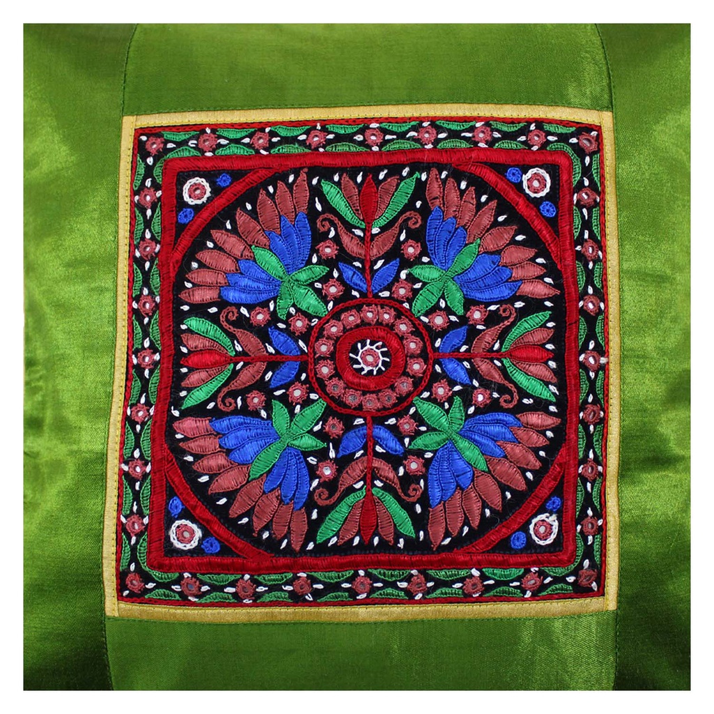 Hand Embroidered Mashru Cushion Cover