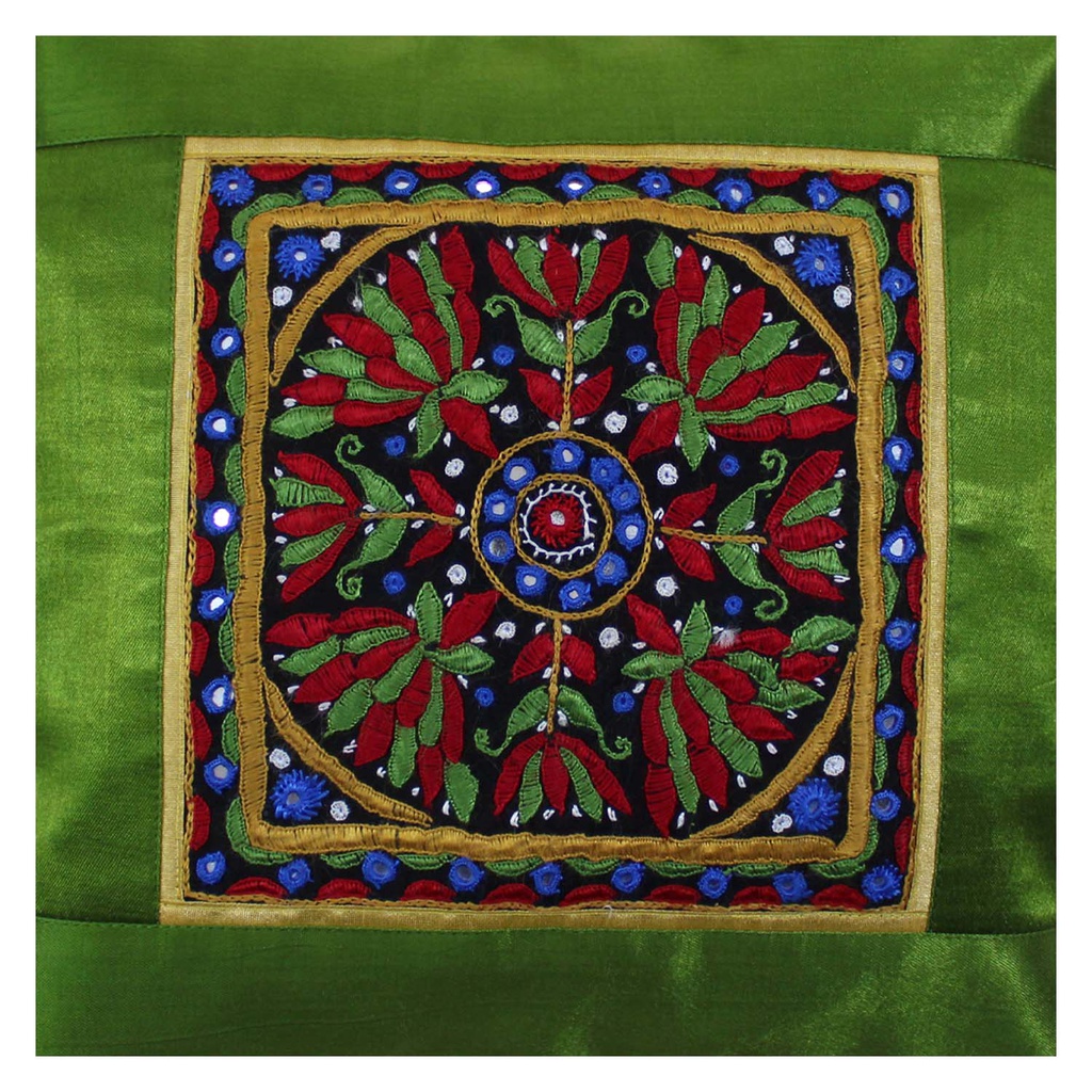 Hand Embroidered Mashru Cushion Cover