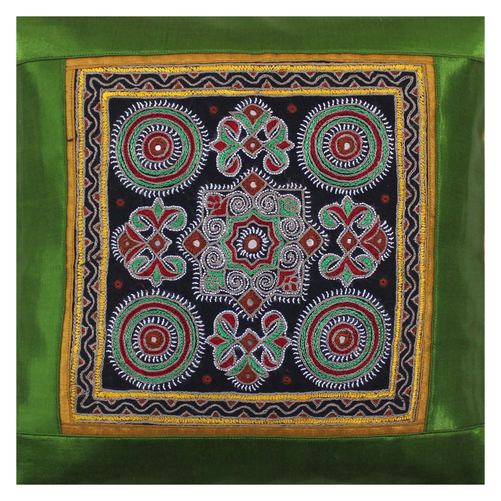 Hand Embroidered Mashru Cushion Cover