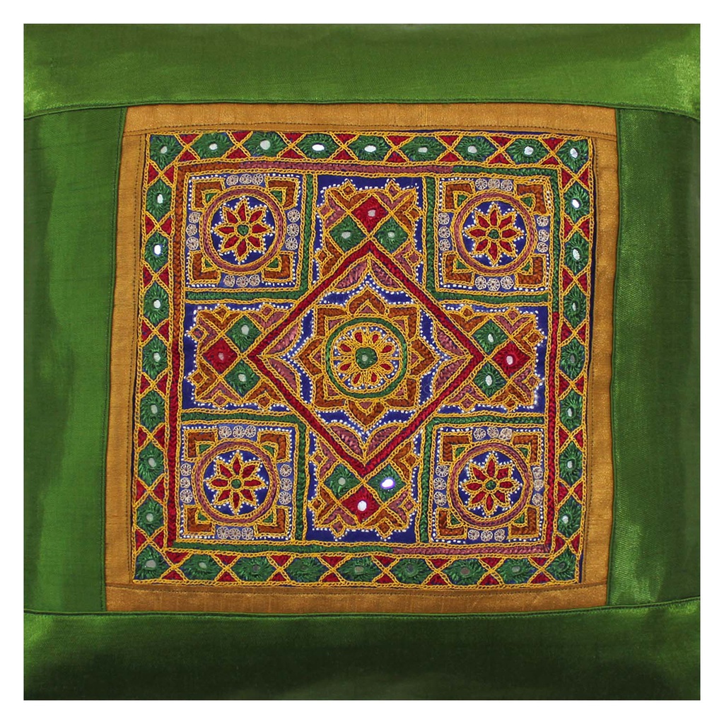 Hand Embroidered Mashru Cushion Cover