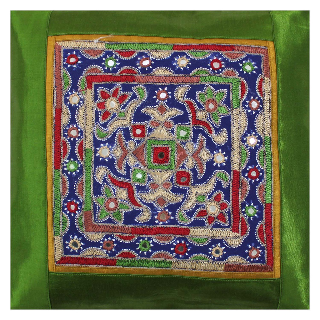 Hand Embroidered Mashru Cushion Cover