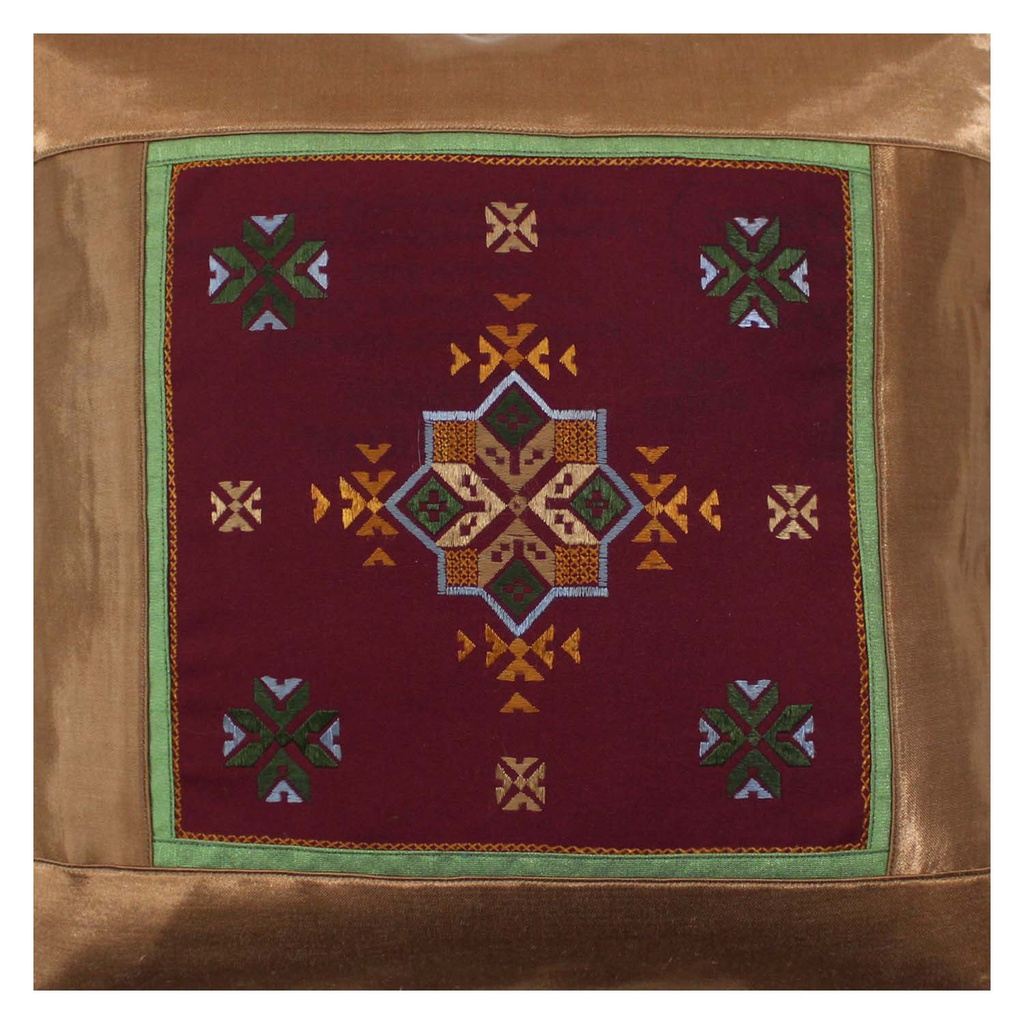 Hand Embroidered Mashru Cushion Cover