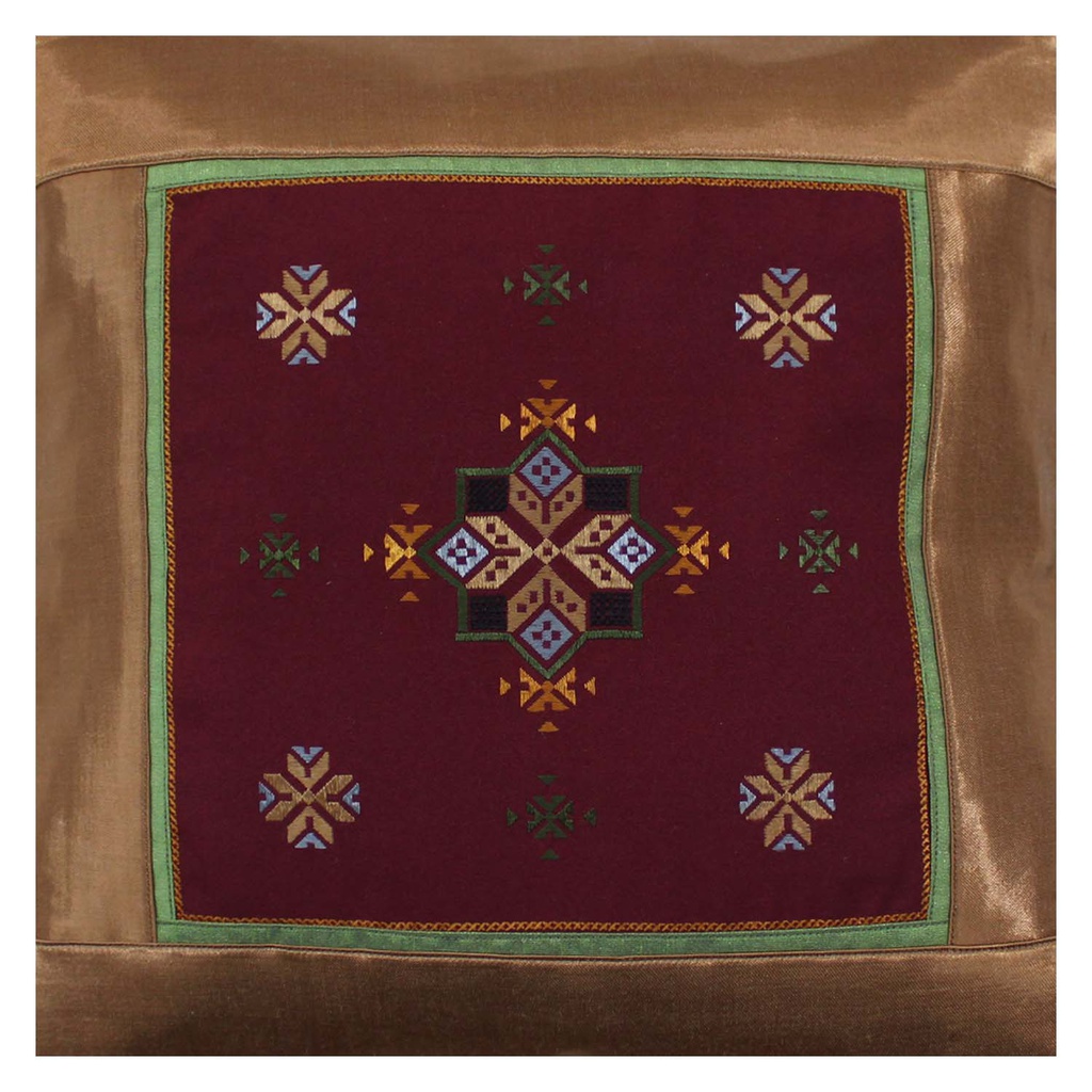 Hand Embroidered Mashru Cushion Cover