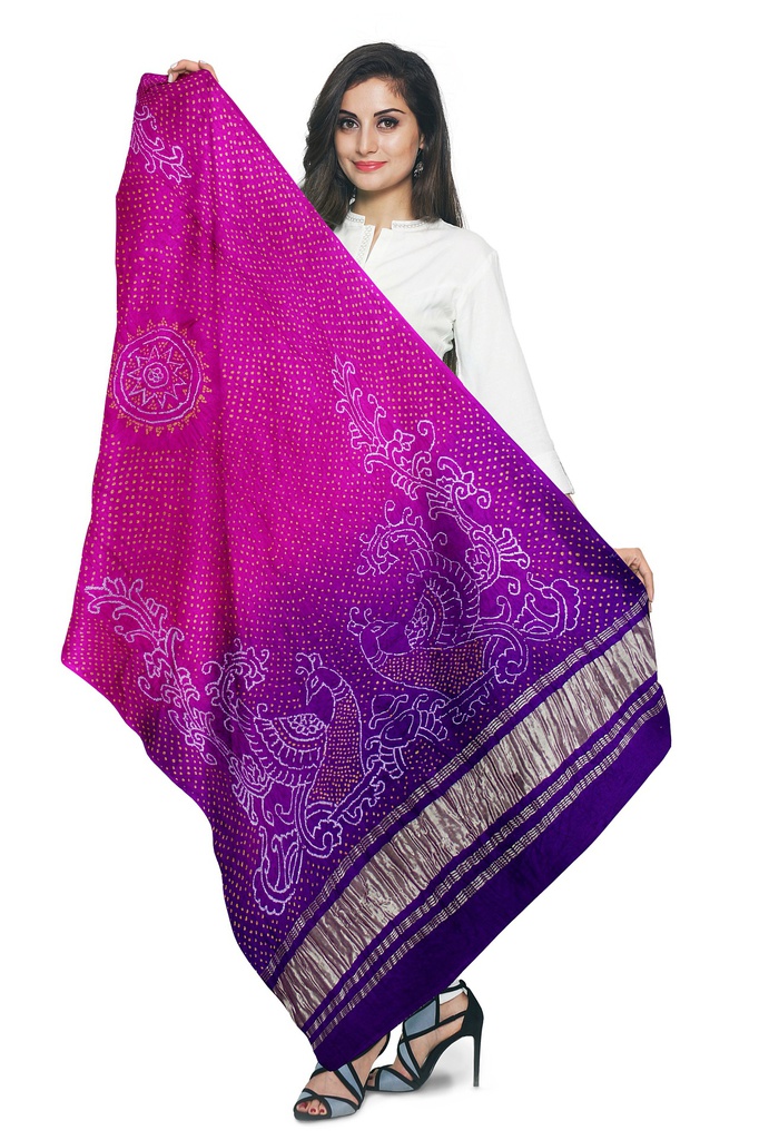 Handwoven Gaji Silk Bandhani Dupatta