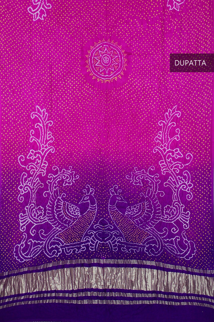 Handwoven Gaji Silk Bandhani Dupatta