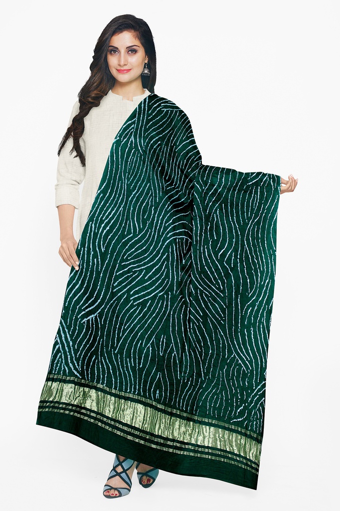 Handwoven Gaji Silk Bandhani Dupatta