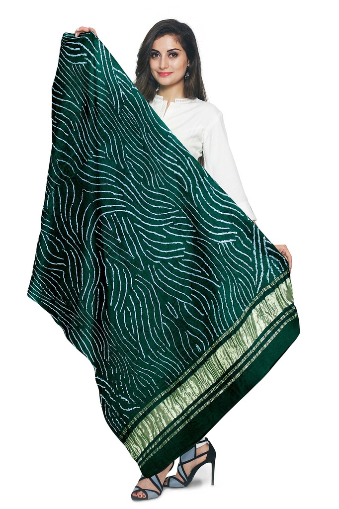 Handwoven Gaji Silk Bandhani Dupatta