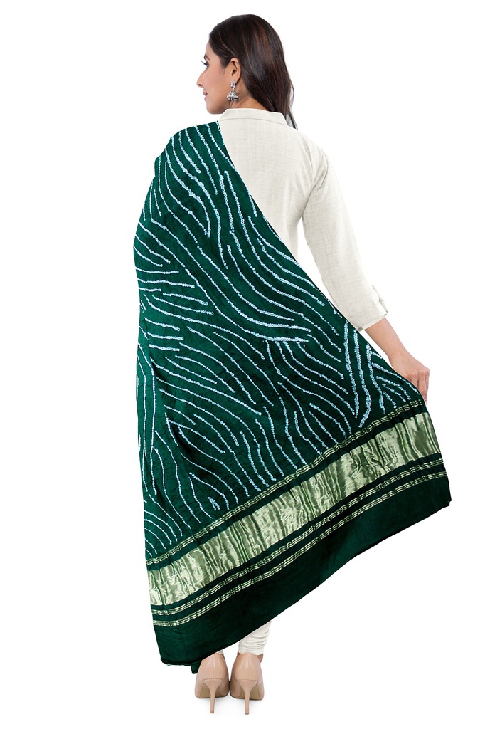 Handwoven Gaji Silk Bandhani Dupatta
