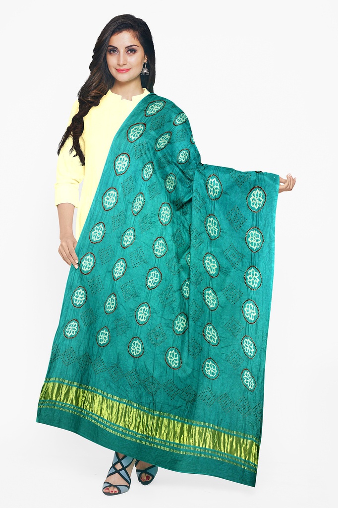 Handwoven Gaji Silk Bandhani Dupatta