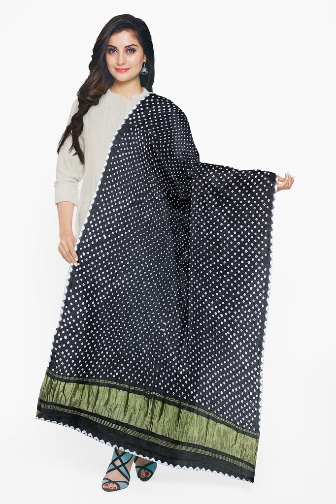 Handwoven Gaji Silk Bandhani Dupatta