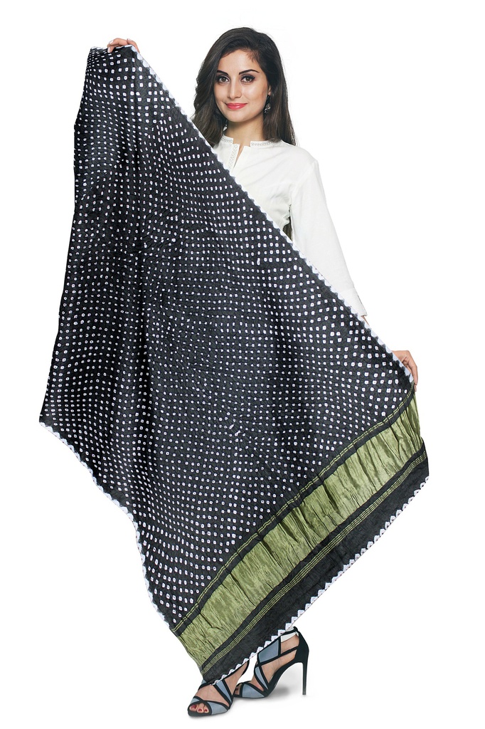 Handwoven Gaji Silk Bandhani Dupatta