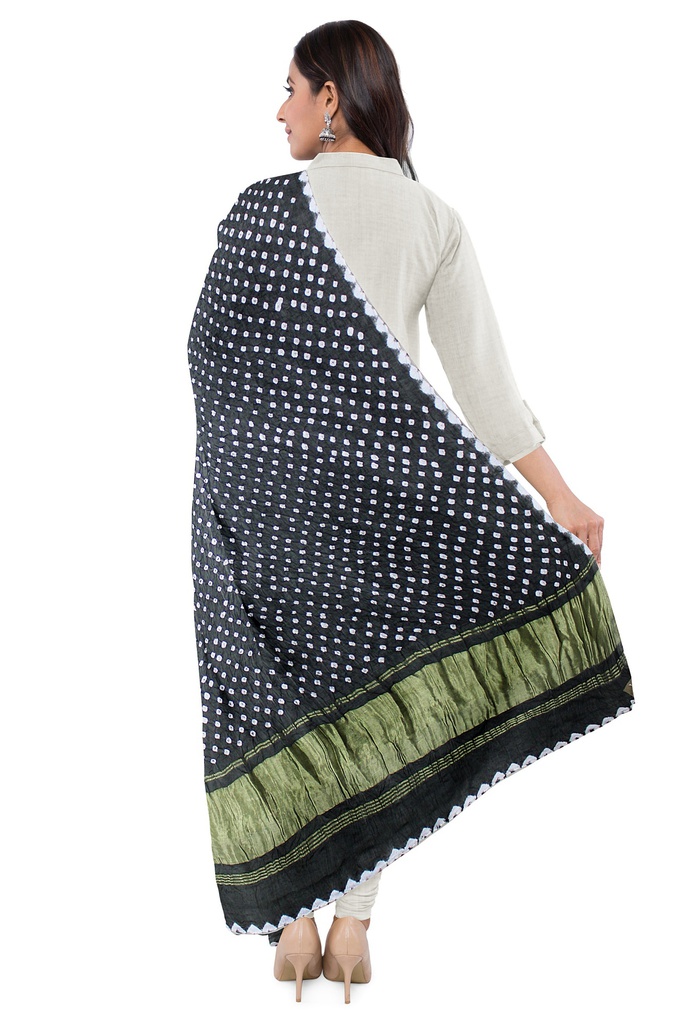 Handwoven Gaji Silk Bandhani Dupatta