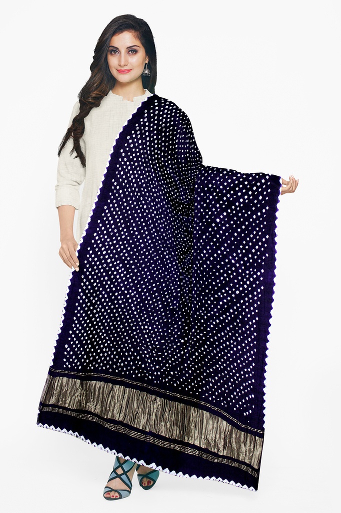Handwoven Gaji Silk Bandhani Dupatta