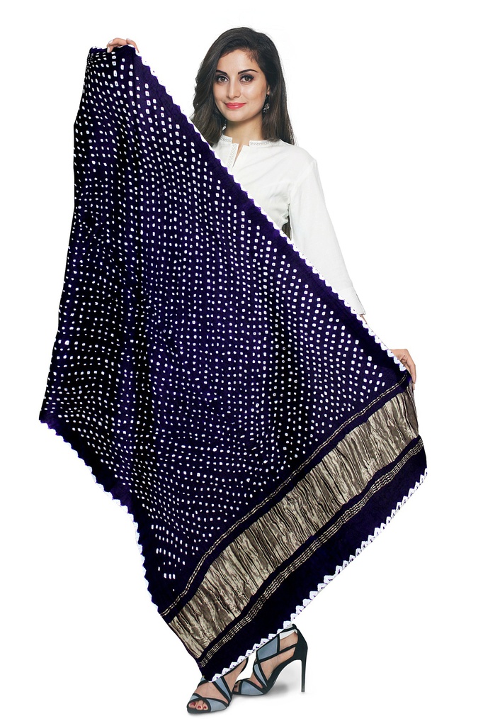 Handwoven Gaji Silk Bandhani Dupatta