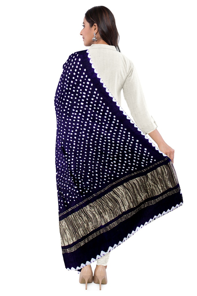 Handwoven Gaji Silk Bandhani Dupatta