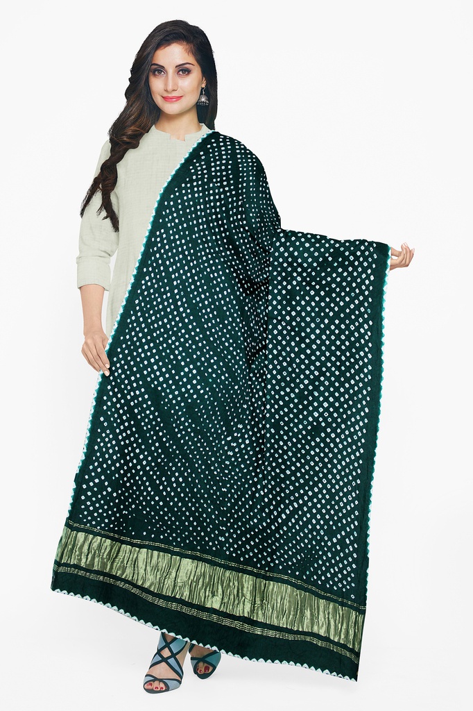Handwoven Gaji Silk Bandhani Dupatta