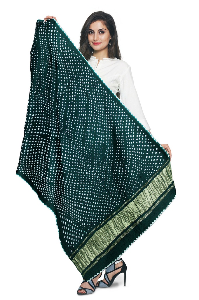 Handwoven Gaji Silk Bandhani Dupatta