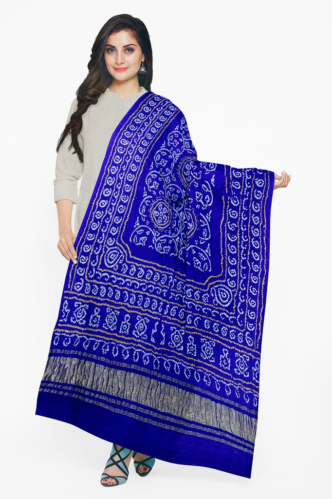 Handwoven Gaji Silk Bandhani Dupatta