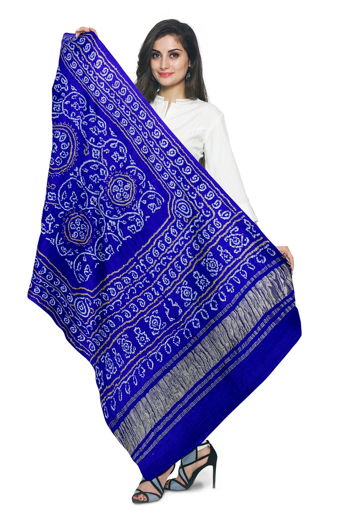 Handwoven Gaji Silk Bandhani Dupatta