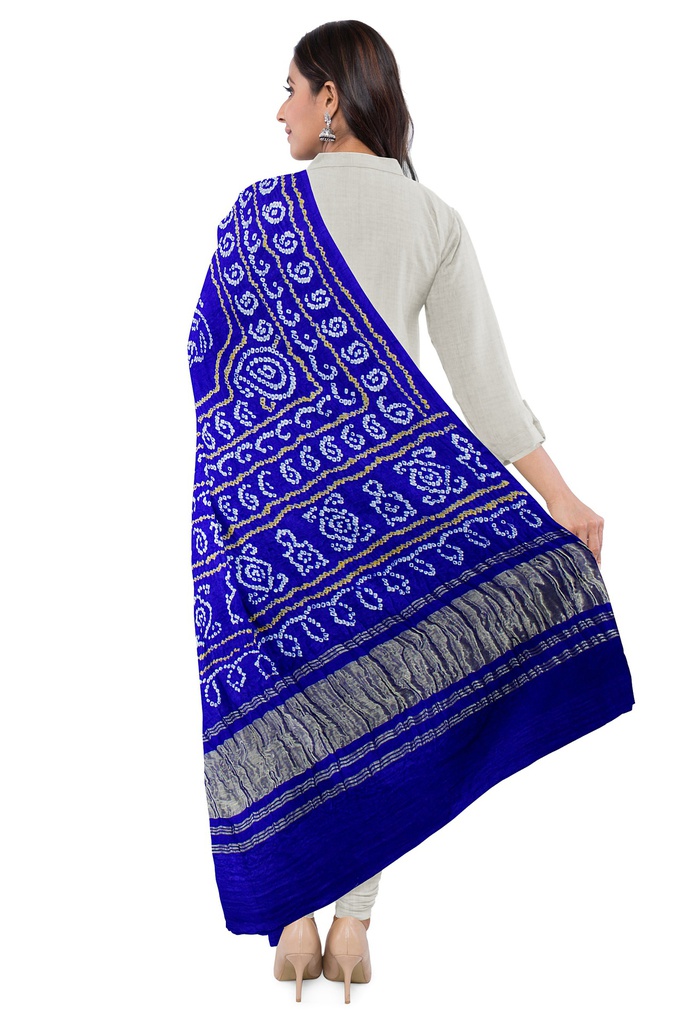 Handwoven Gaji Silk Bandhani Dupatta