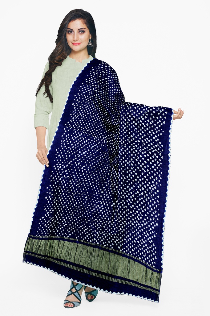 Handwoven Gaji Silk Bandhani Dupatta