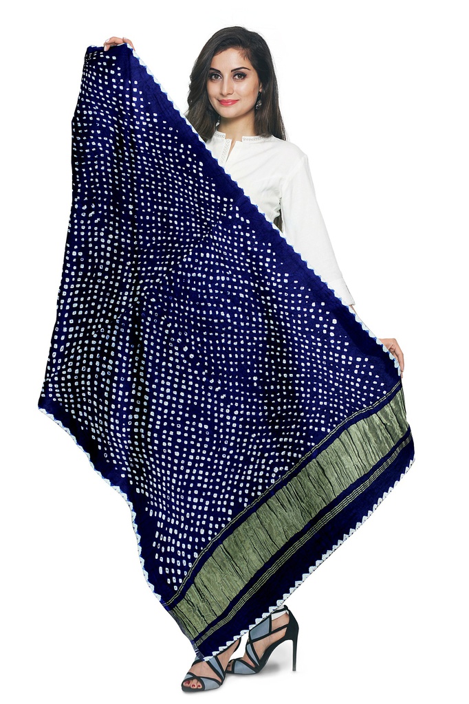 Handwoven Gaji Silk Bandhani Dupatta