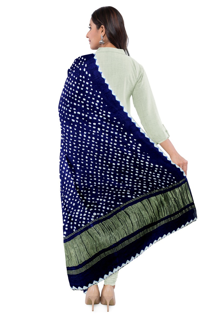 Handwoven Gaji Silk Bandhani Dupatta