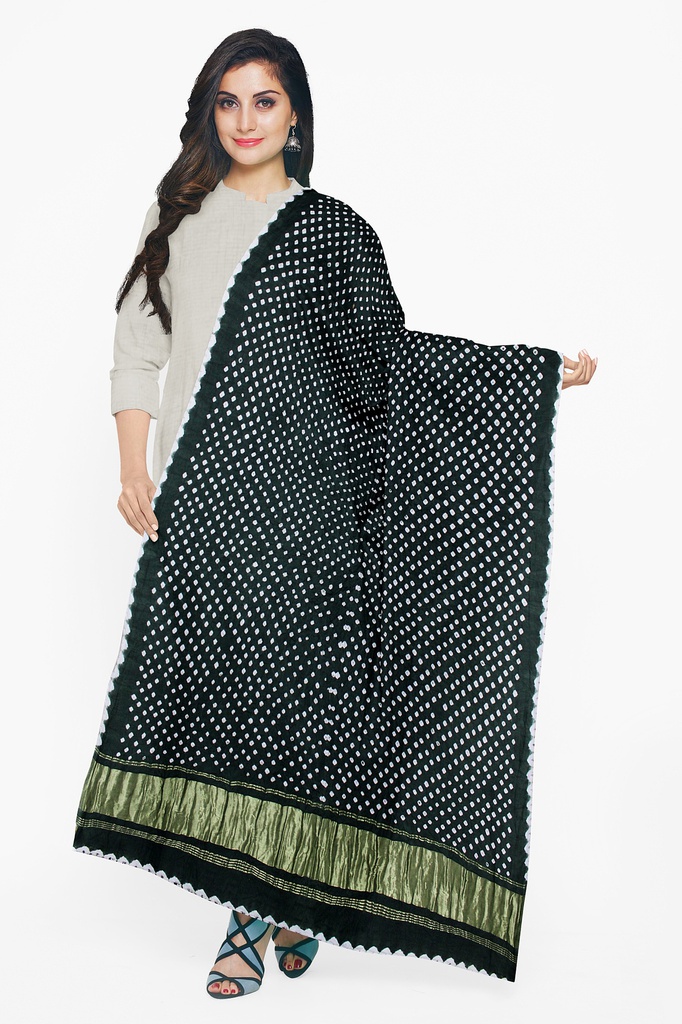 Handwoven Gaji Silk Bandhani Dupatta