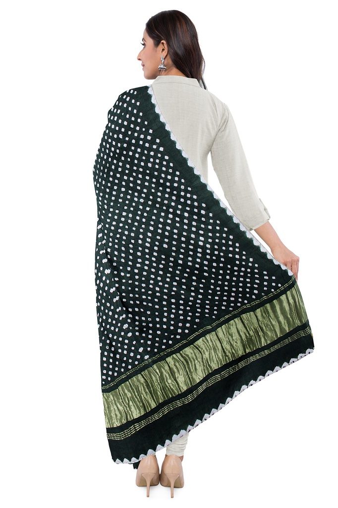 Handwoven Gaji Silk Bandhani Dupatta