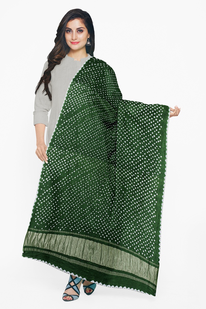 Handwoven Gaji Silk Bandhani Dupatta