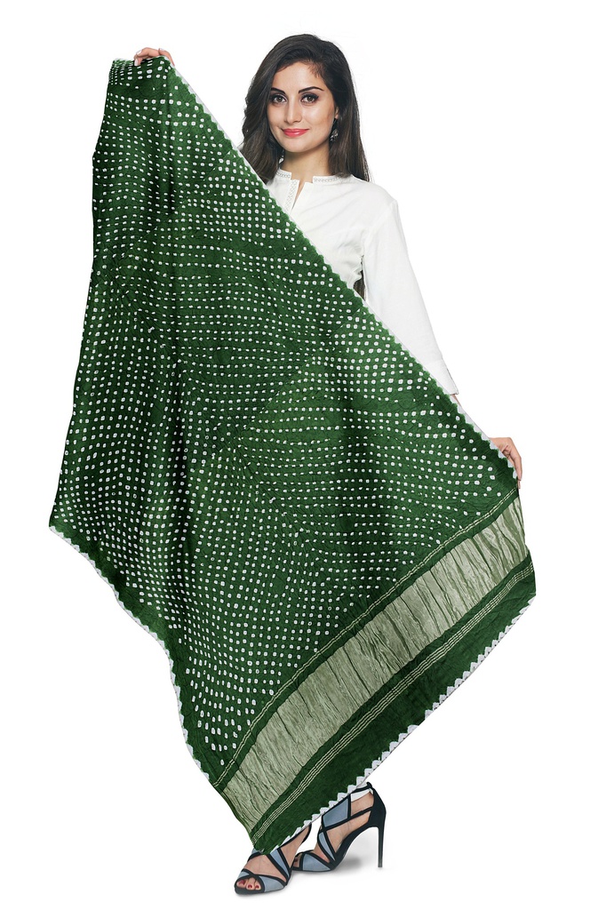 Handwoven Gaji Silk Bandhani Dupatta