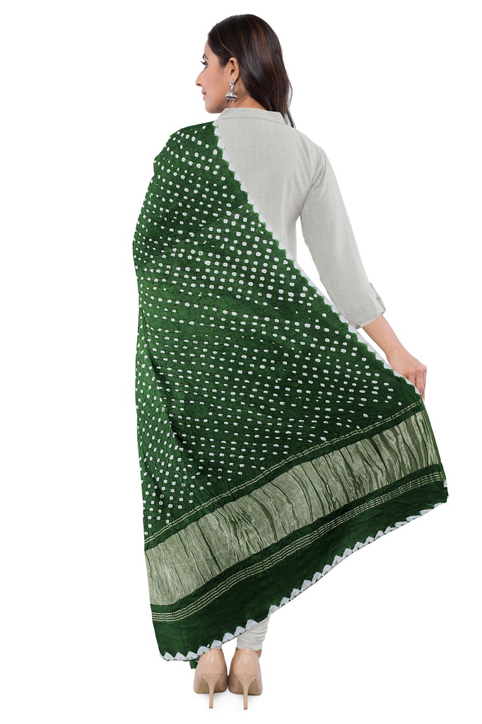 Handwoven Gaji Silk Bandhani Dupatta